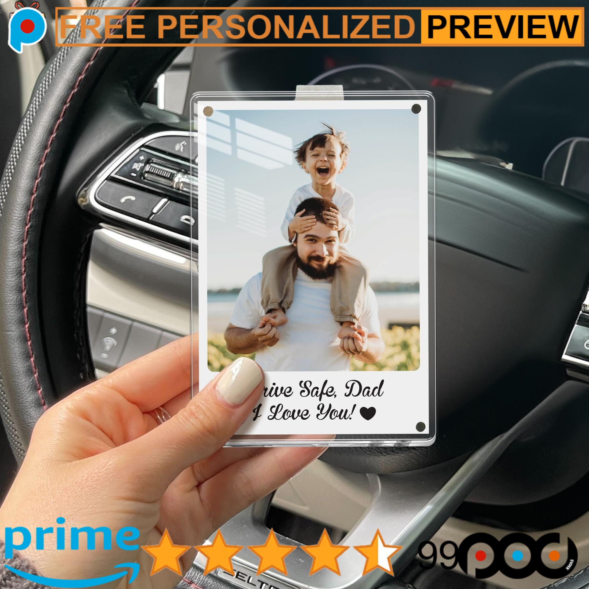 Drive Safe, Dad Your Biggest Fans Are Waiting At Home! Custom Father's Day Gift Photo Car Visor