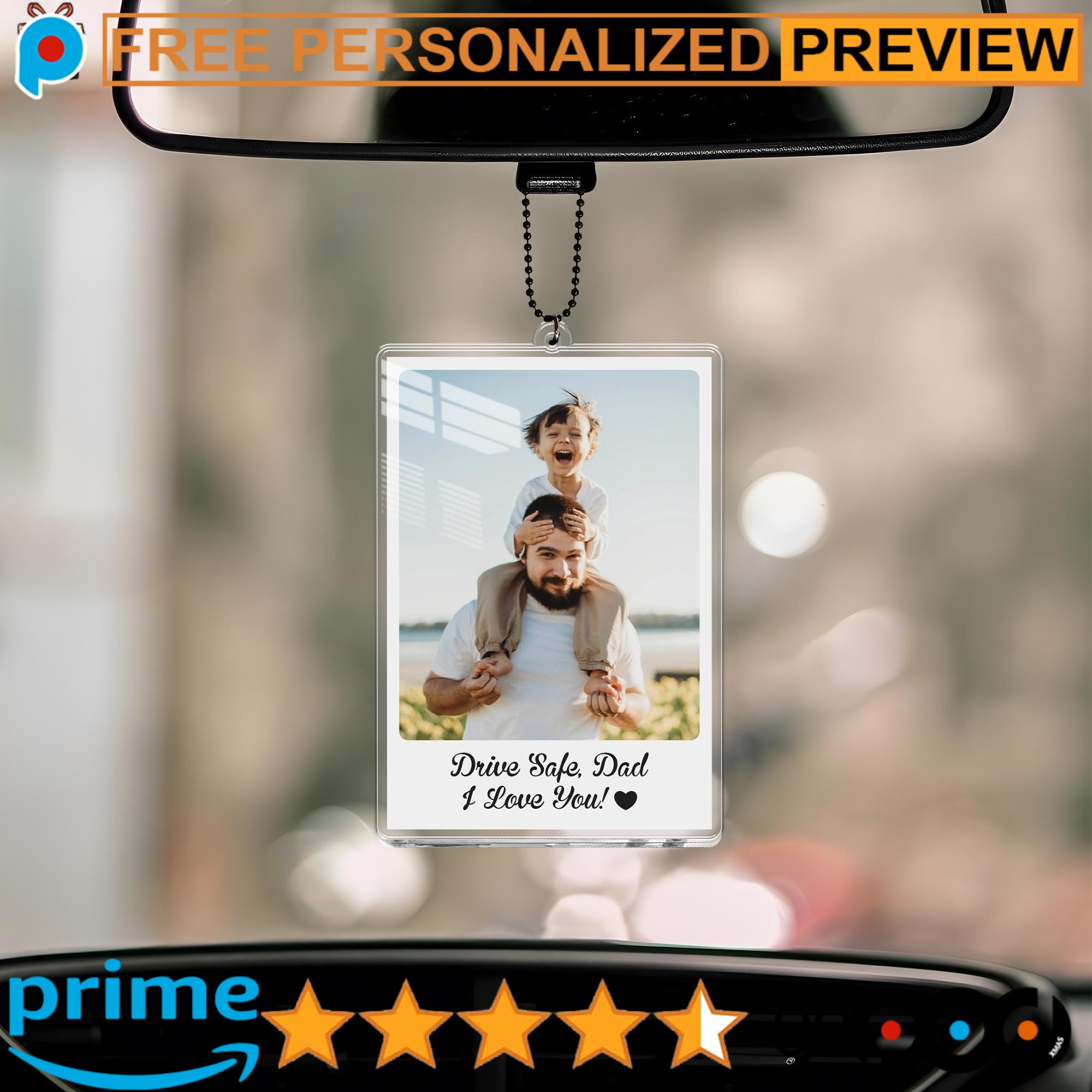 Drive Safe, Dad Your Biggest Fans Are Waiting At Home! Custom Father's Day Gift Photo Car Visor