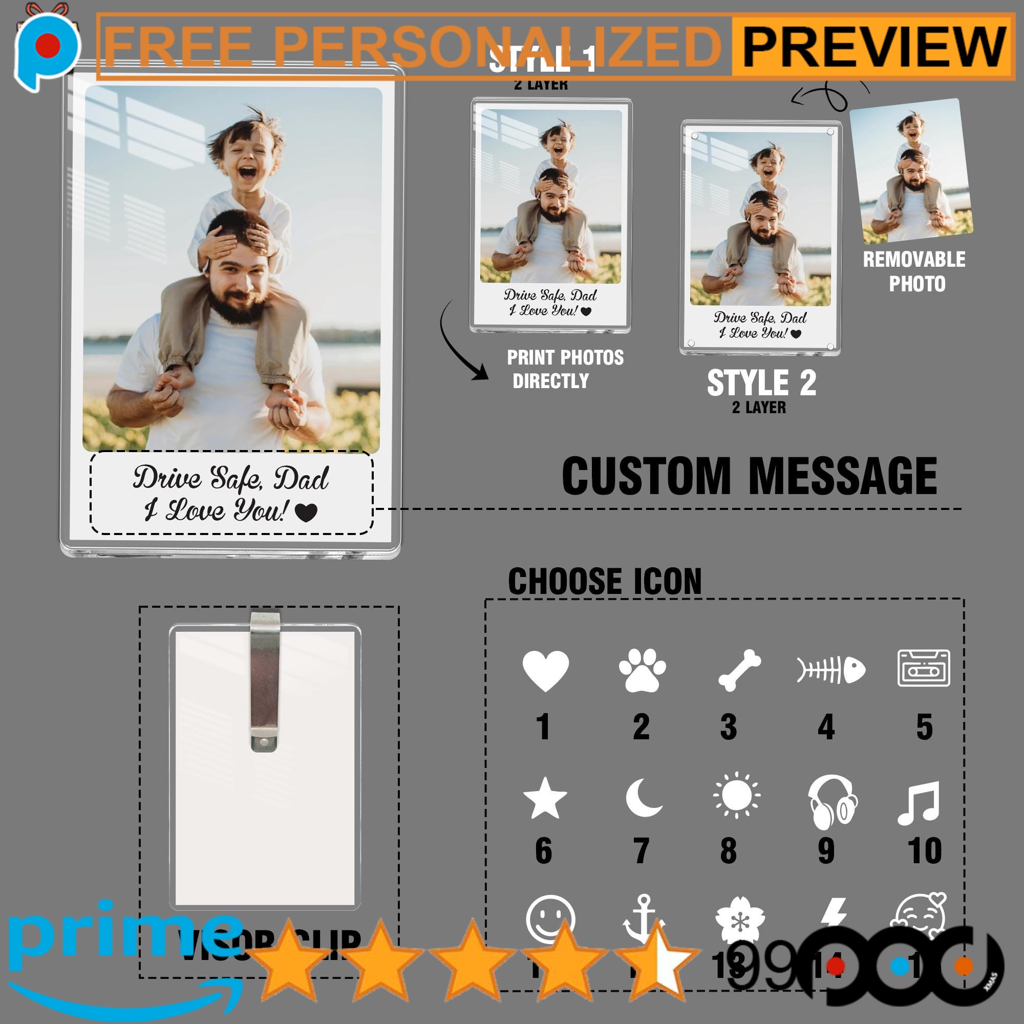 Drive Safe, Dad Your Biggest Fans Are Waiting At Home! Custom Father's Day Gift Photo Car Visor
