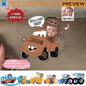 Drive Safe Daddy Custom Photo Acrylic Father's Day Disney Car Visor Clip