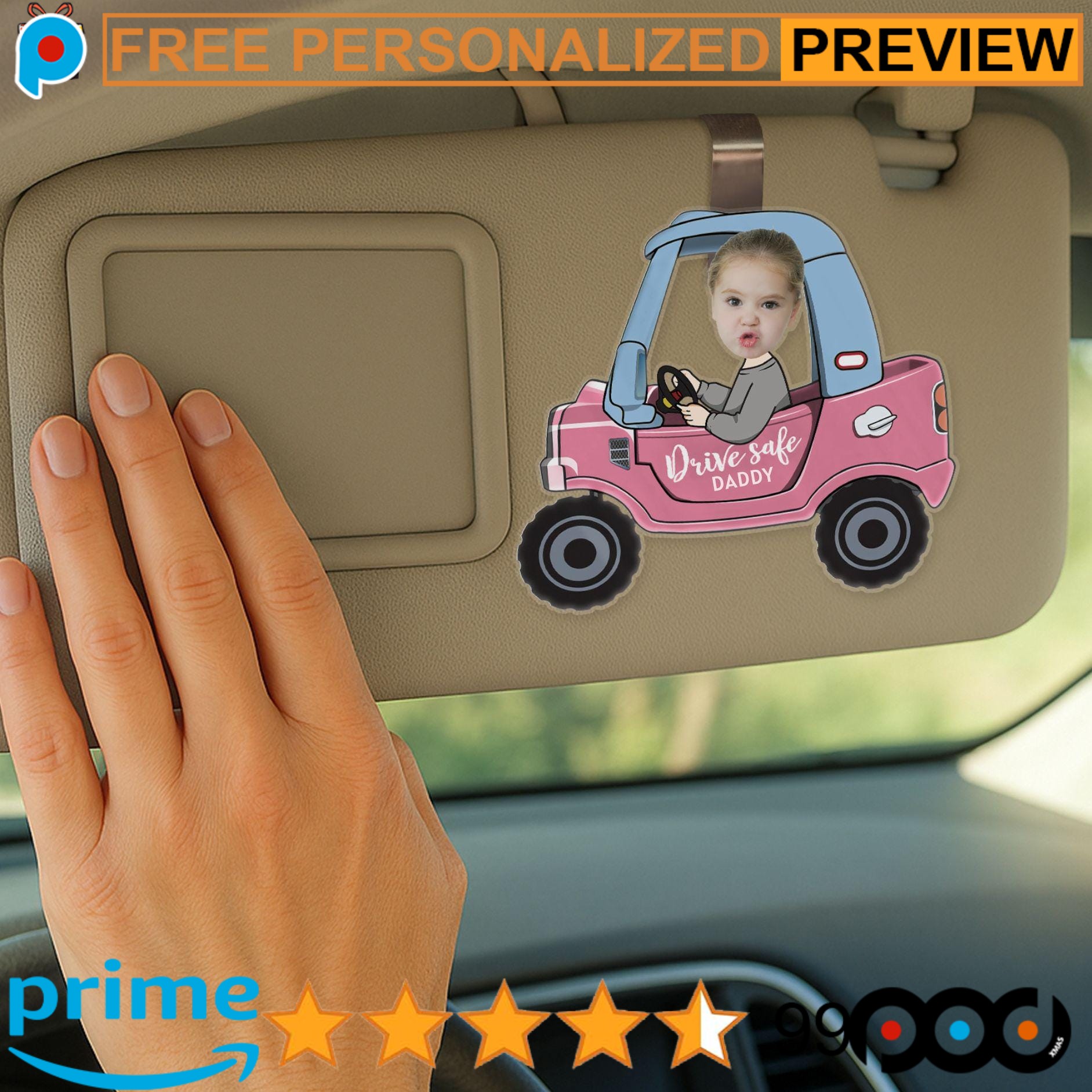 Drive Safe Daddy Customized Baby Funny Photo Father's Day Car Visor Clip