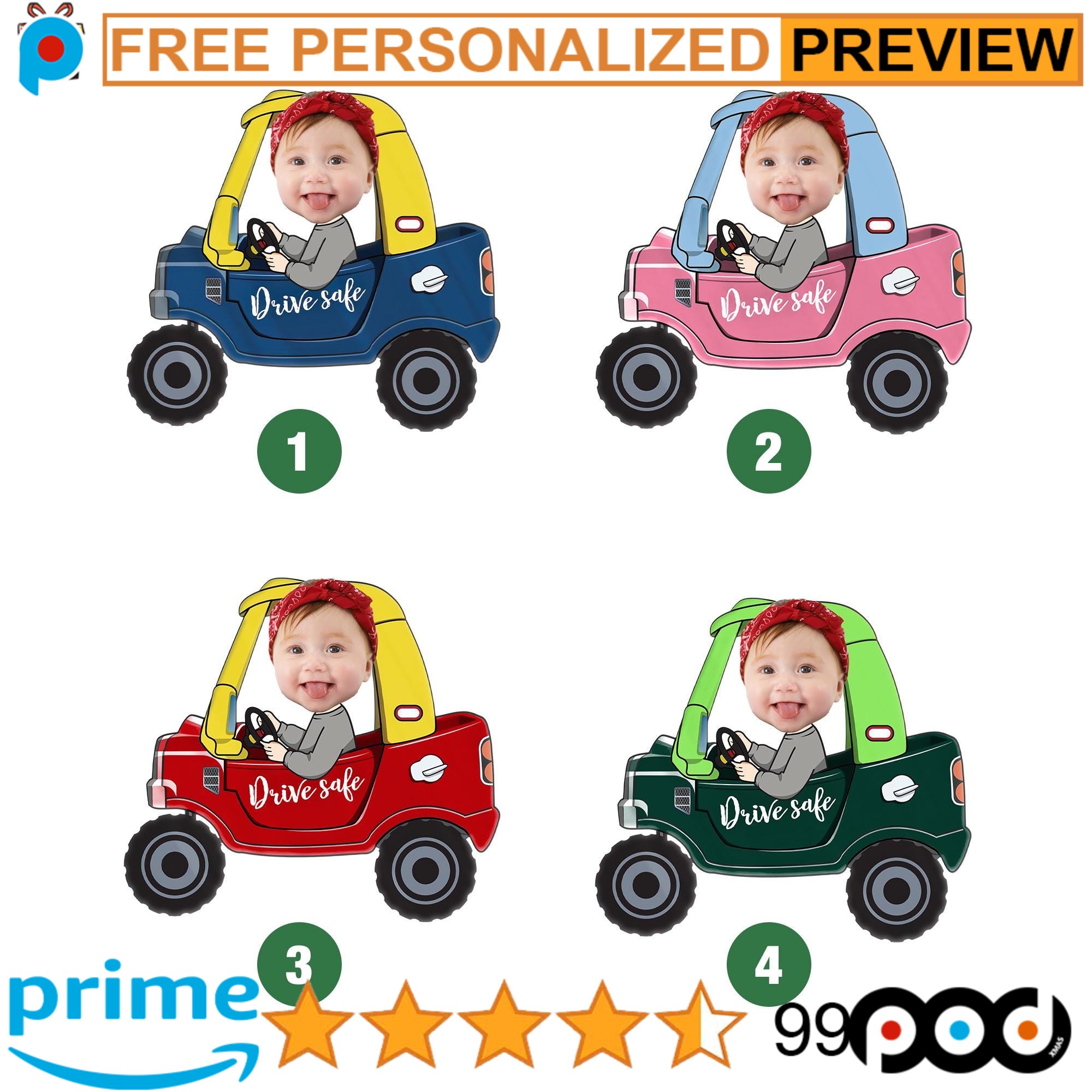 Drive Safe Daddy Customized Baby Funny Photo Father's Day Car Visor Clip