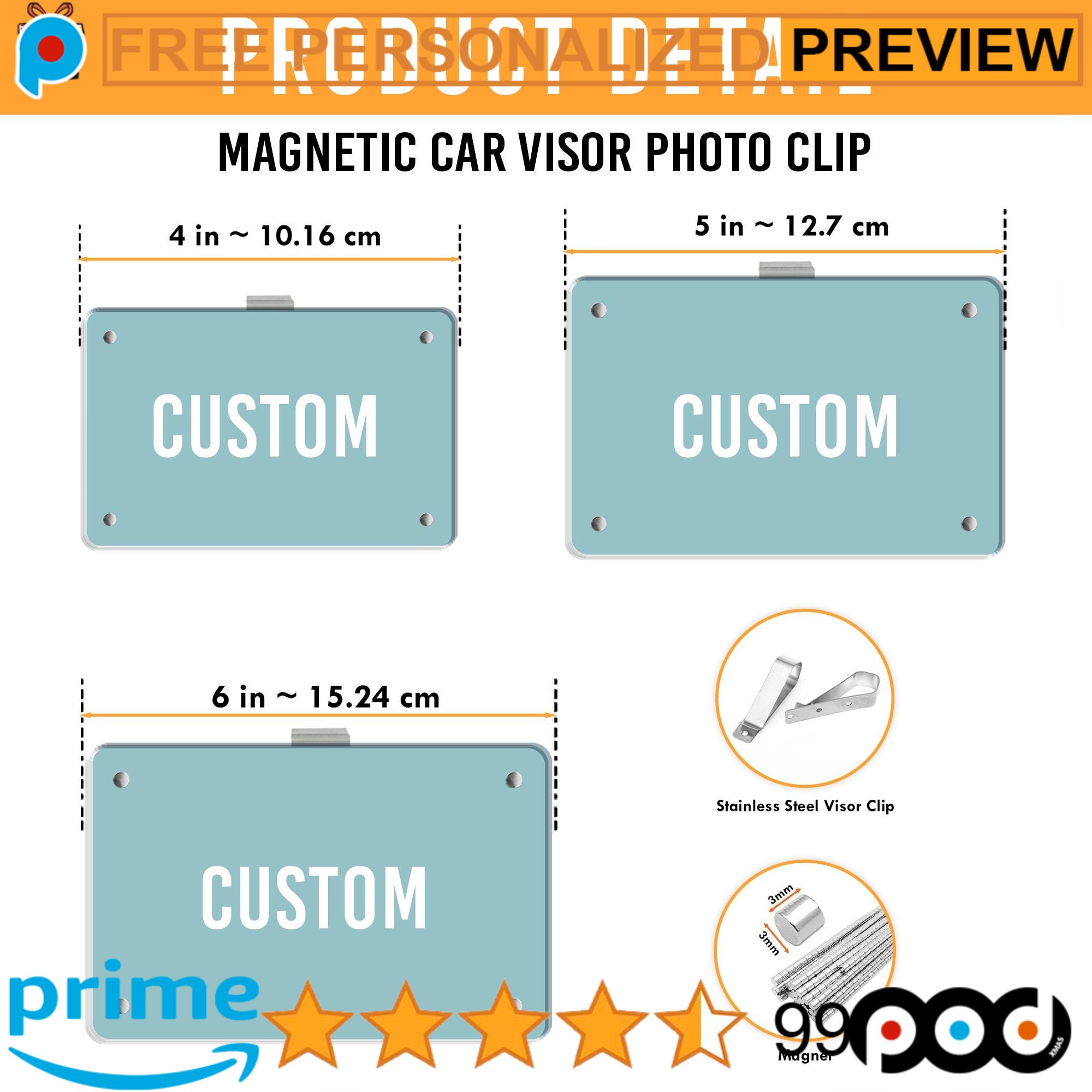 Drive Safe Daddy I Love You Personalized Father's Day Photo Frame Car Visor Clip