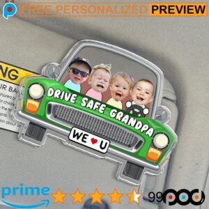 Drive Safe Daddy Personalized Father's Day Gift Photo Car Visor Clip