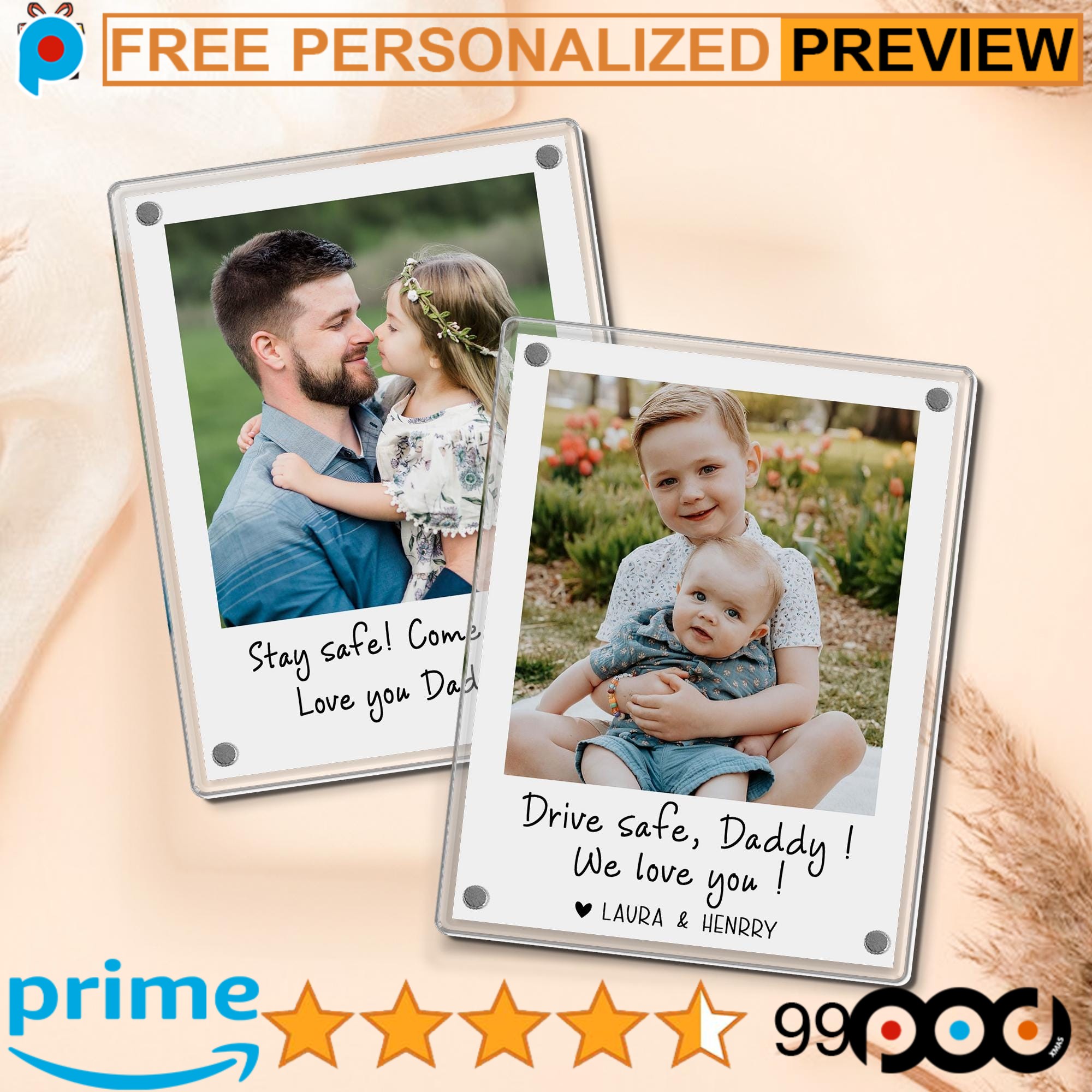 Drive Safe Daddy Photo Custom Father's Day Car Visor Clip