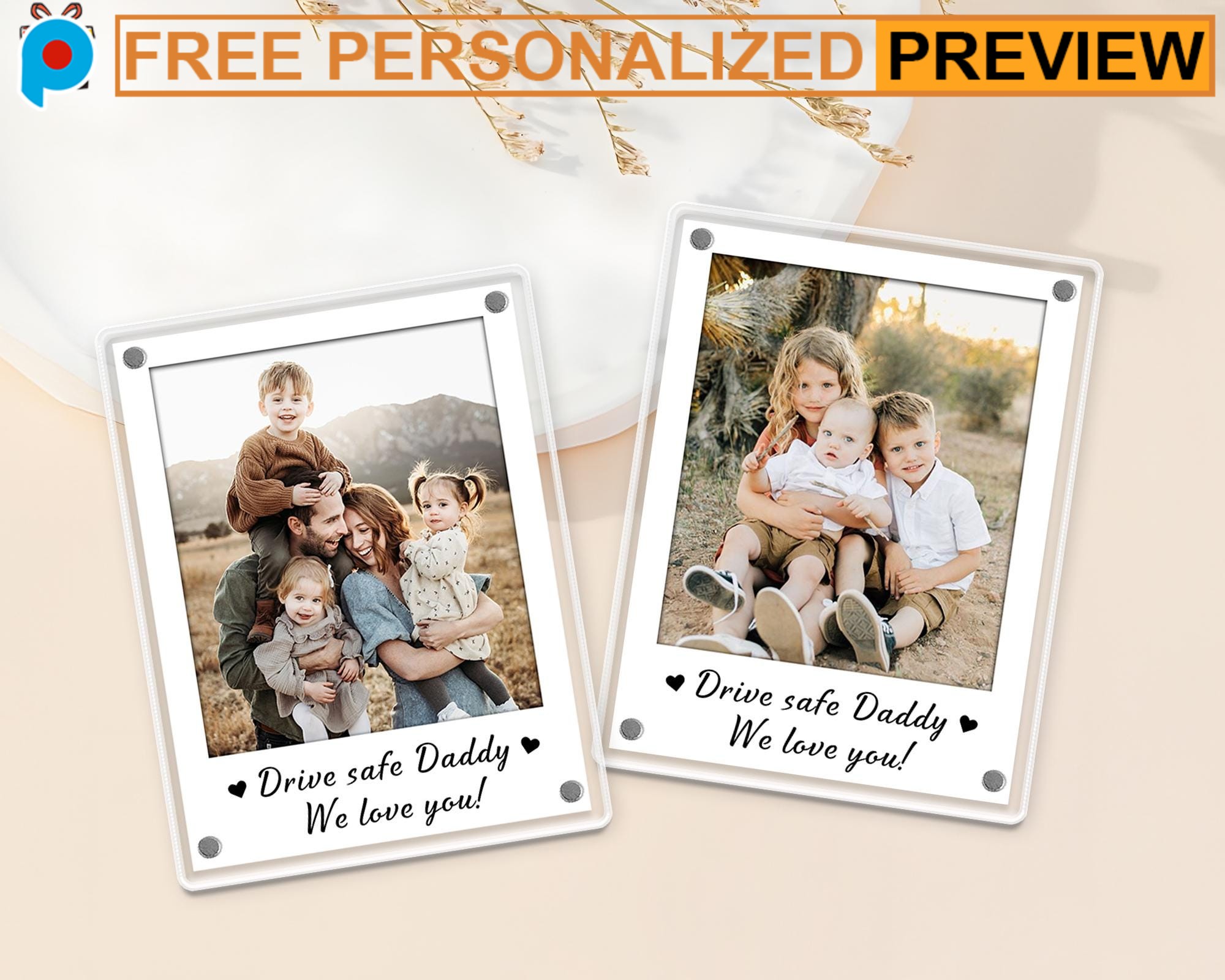 FREE Preview Custom Photo Drive Safe Father's Day Gift Car Visor Clip