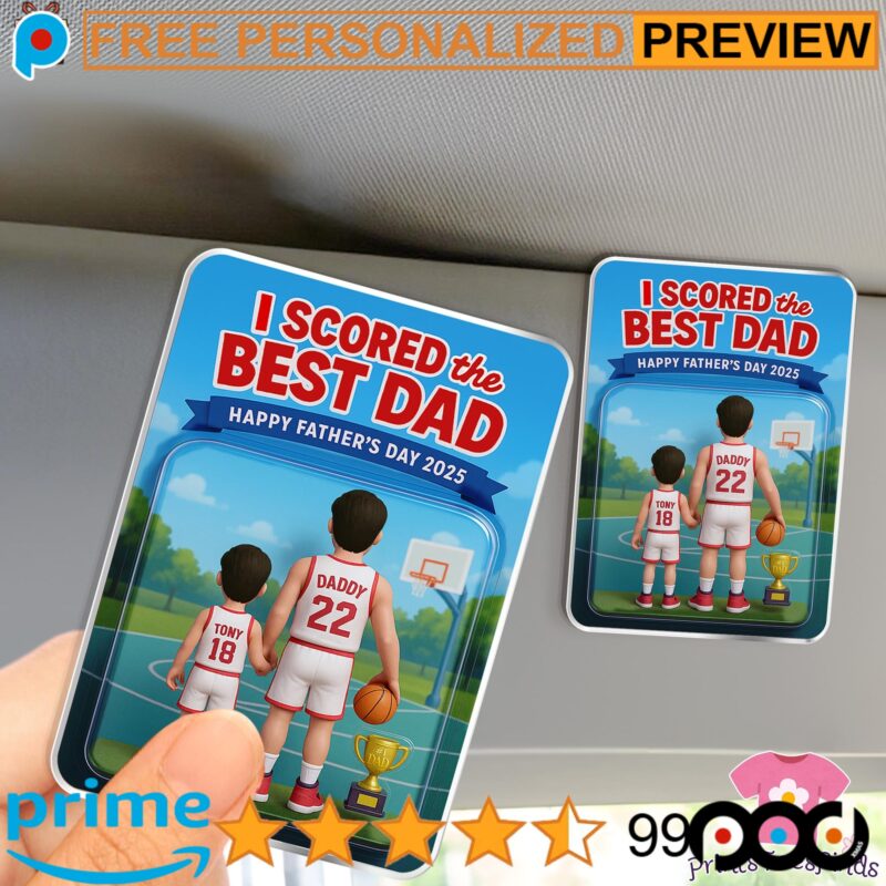 Basketball I Scored The Best Dad Custom Figure Car Visor Clip