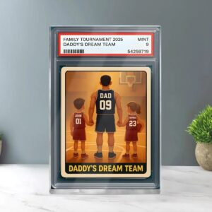Fathers Day Gift Basketball No 1 Dad Grandpa Man And Kids Trading Card Style Personalized Acrylic Block Plaque