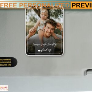 Free Custom Drive Safe Dad Photo Frame Happy Father's Day Car Visor Clip