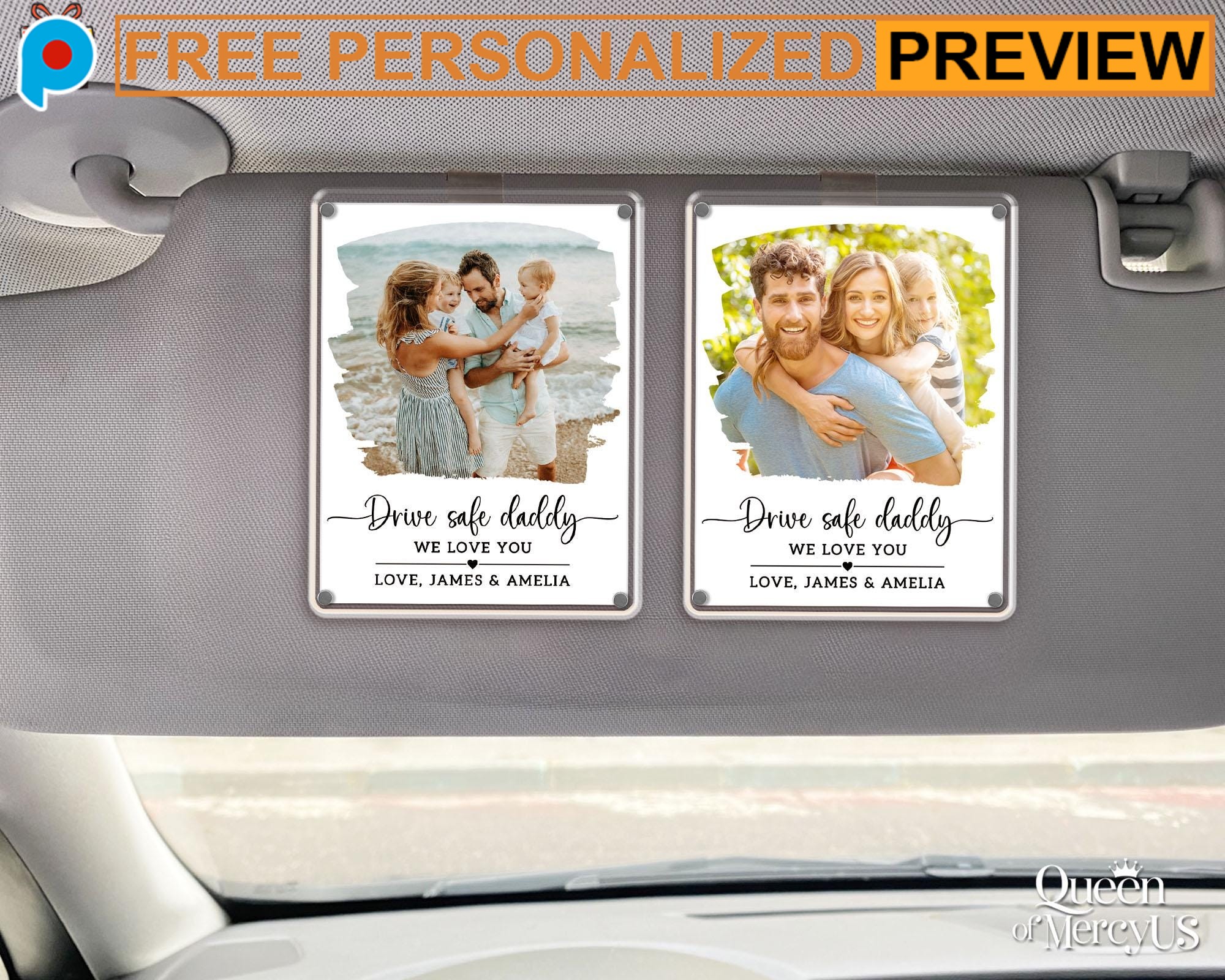 Free Custom Drive Safe Daddy We Love You Father's Day Gift Car Visor Clip
