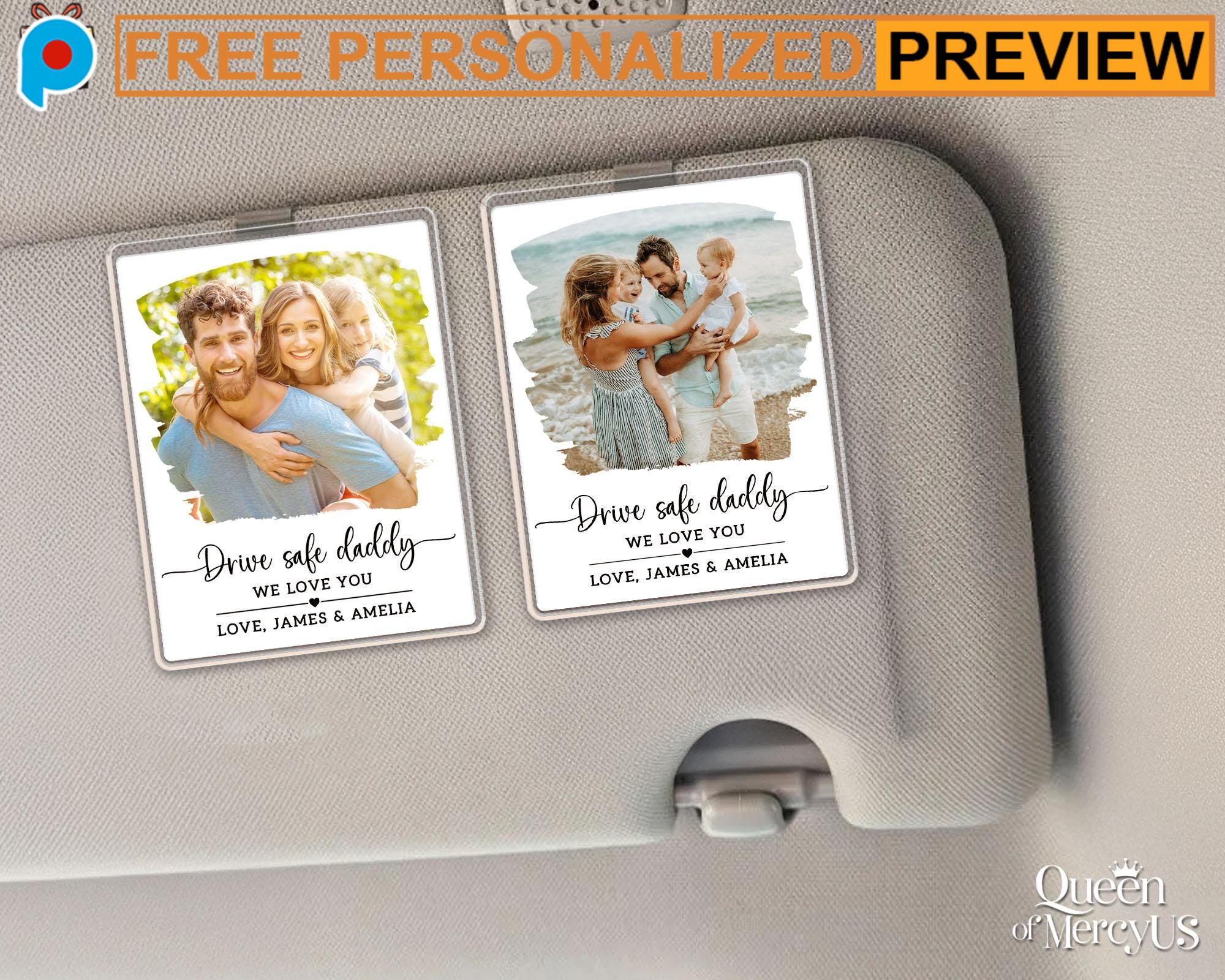 Free Custom Drive Safe Daddy We Love You Father's Day Gift Car Visor Clip