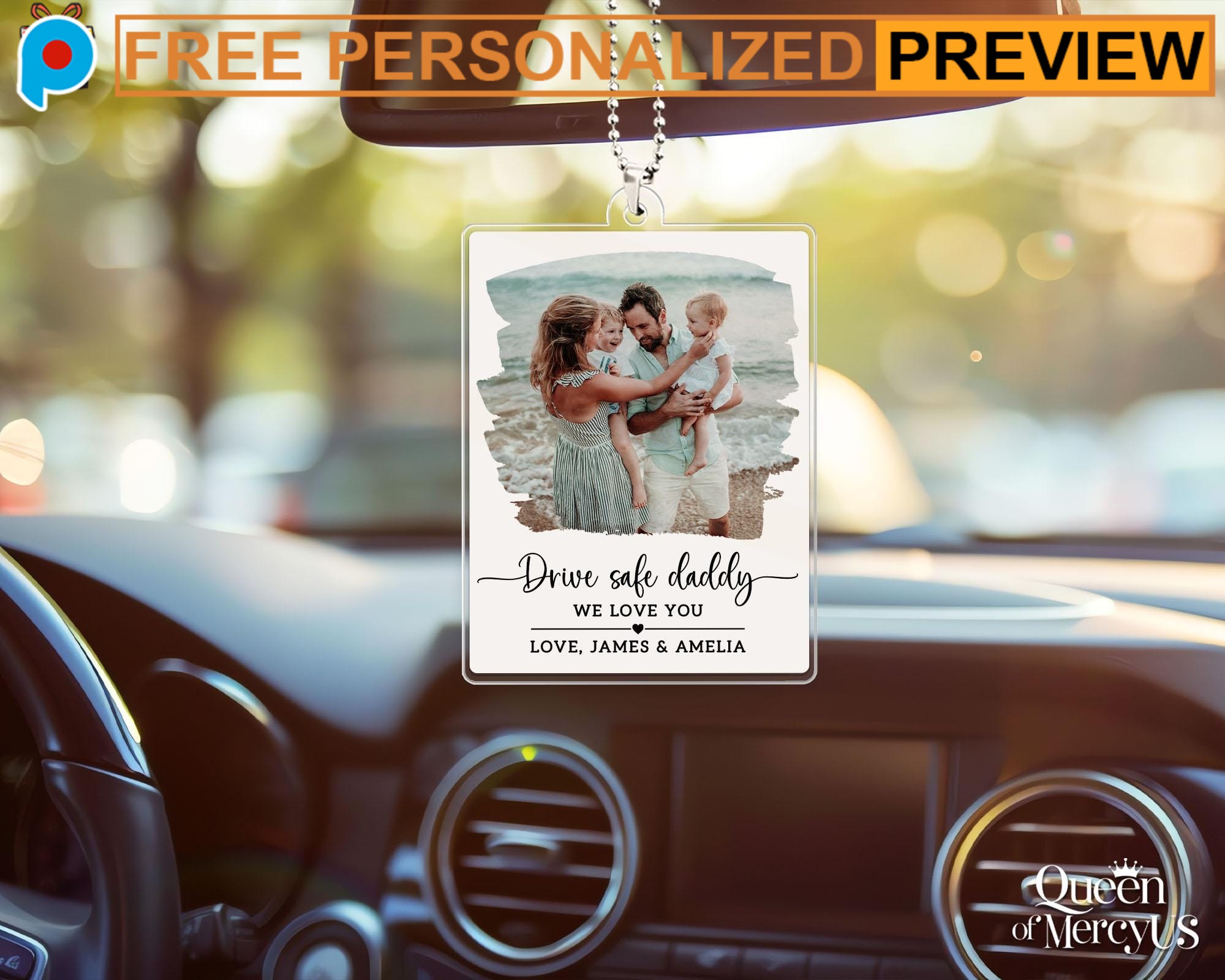 Free Custom Drive Safe Daddy We Love You Father's Day Gift Car Visor Clip