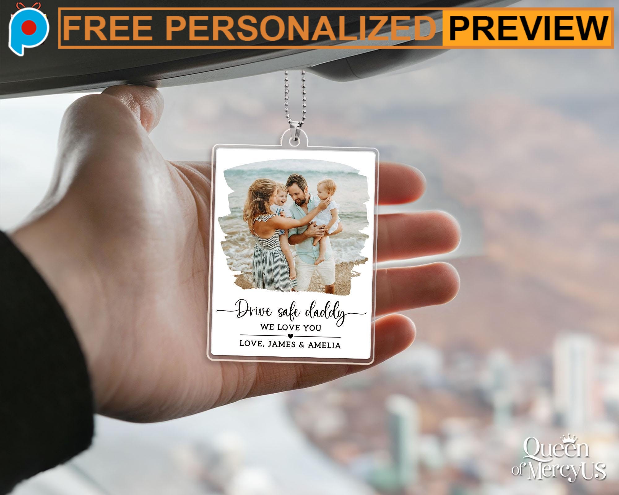 Free Custom Drive Safe Daddy We Love You Father's Day Gift Car Visor Clip
