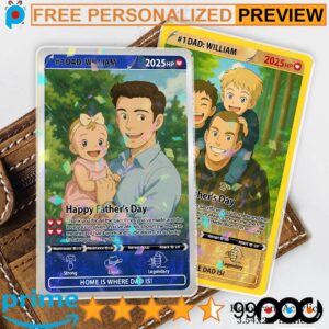 Free Custom Photo Anime Best Dad Super Hero Dad Wallet Card Father's Day Hologram Card