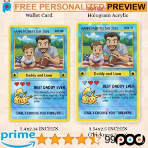 Free Custom Photo Anime Best Dad Super Hero Dad Wallet Card Father's Day Hologram Card