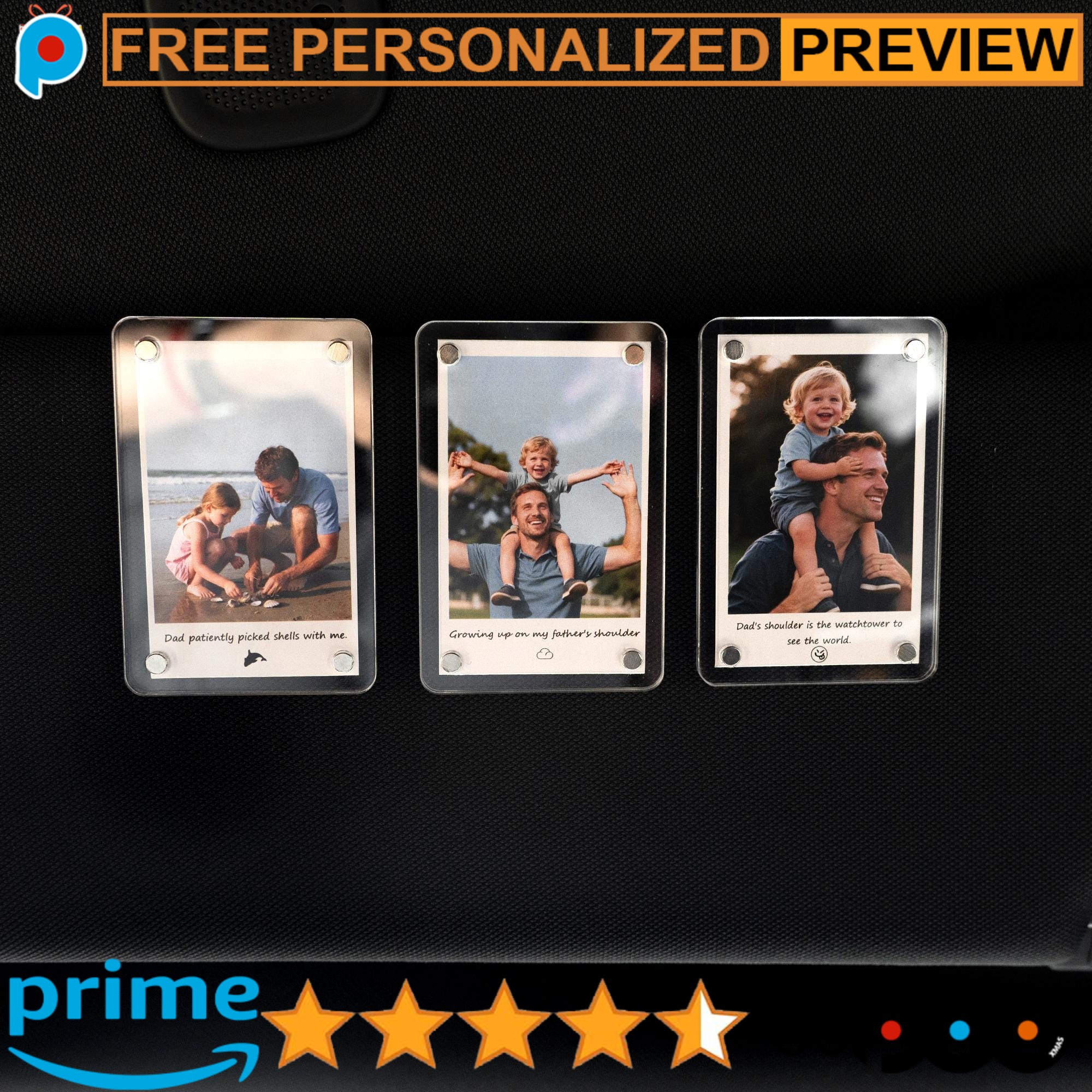 Free Personalized Drive Safe Daddy Father's Day Custom Quote Photo Car Visor Clip