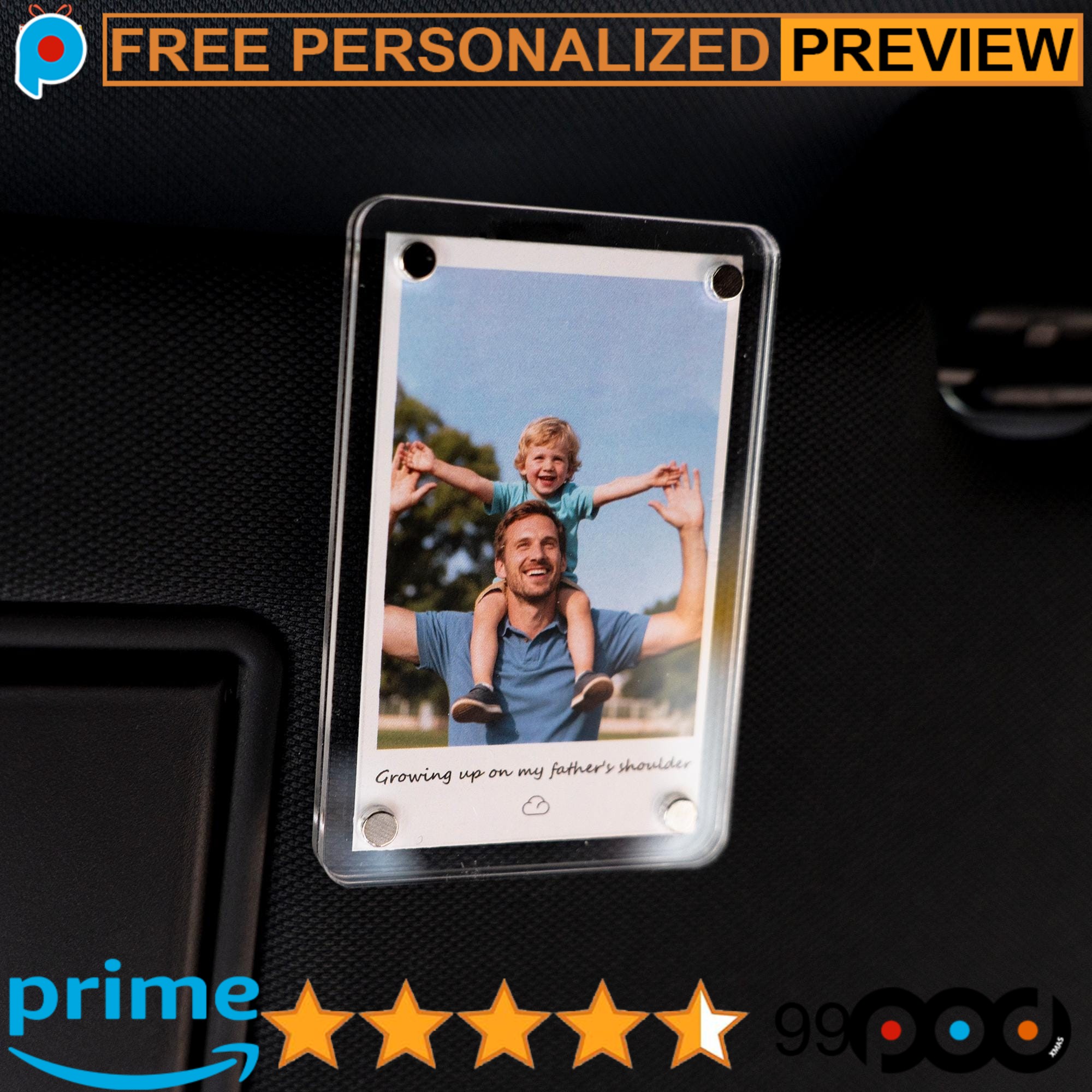 Free Personalized Drive Safe Daddy Father's Day Custom Quote Photo Car Visor Clip