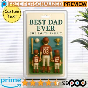 Free Personalized Father's Day Best Dad Ever Baseball Figure Acrylic Plaque