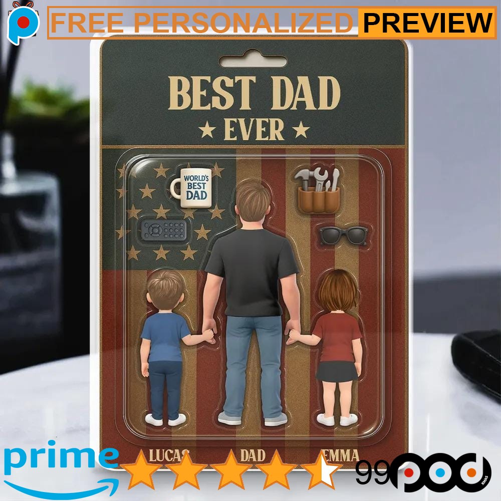 Free Personalized Father's Day Best Dad Ever Photo Dad And Kids Action Figure Acrylic Block Plaque Free Personalized Father's Day Best Dad Ever Photo Dad And Kids Action Figure Acrylic Block Plaque