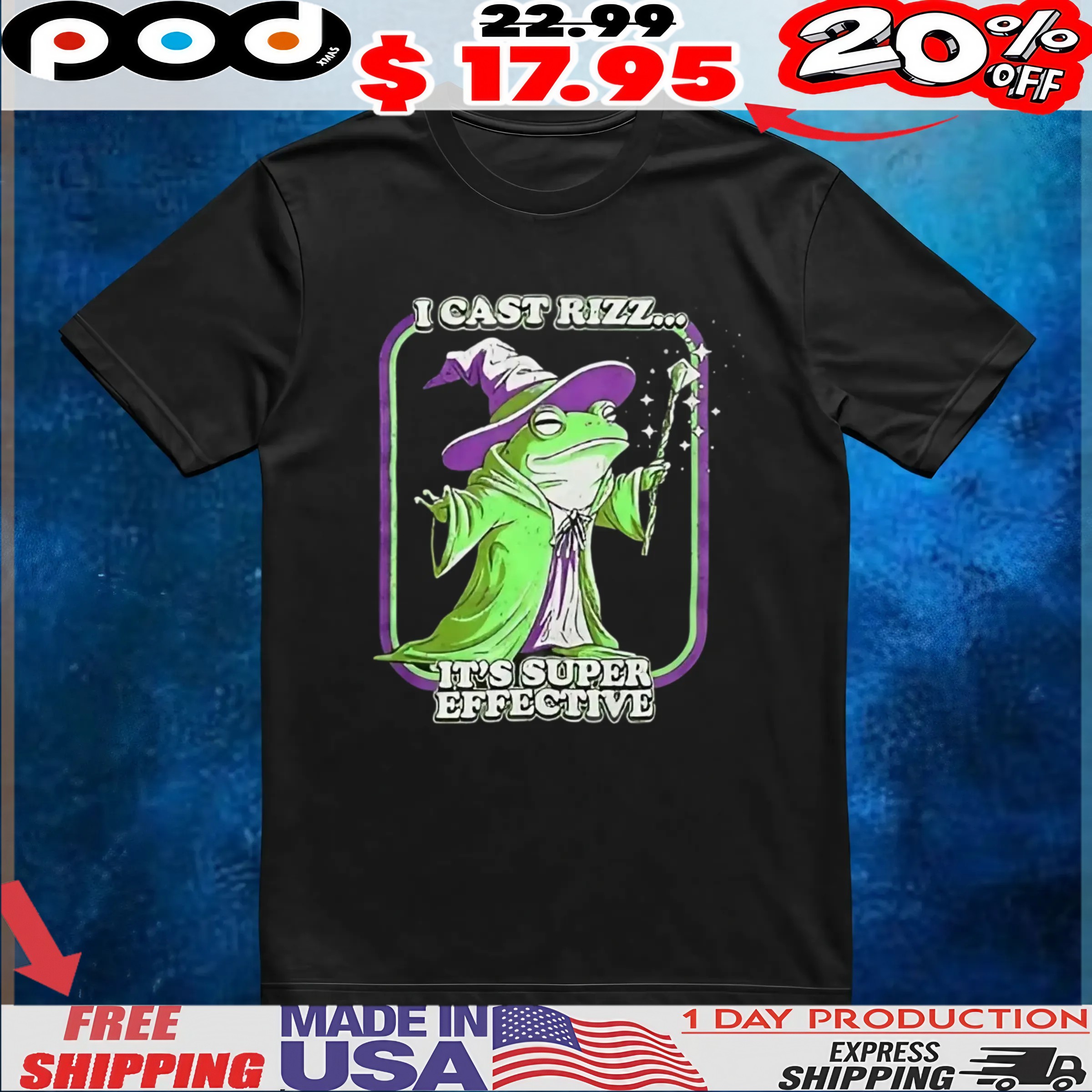 Frog wizard I cast rizz it’s super effective t shirt Frog wizard I cast rizz it’s super effective t shirt
