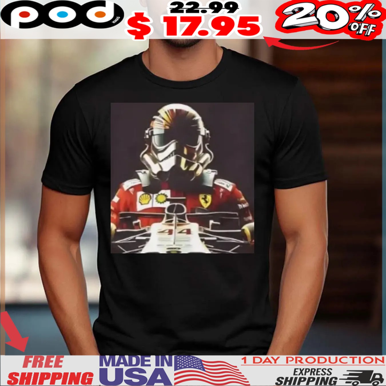 George Lucas wearing Lewis Hamilton x Star Wars With Stormtrooper Helmet Shirt George Lucas wearing Lewis Hamilton x Star Wars With Stormtrooper Helmet Shirt