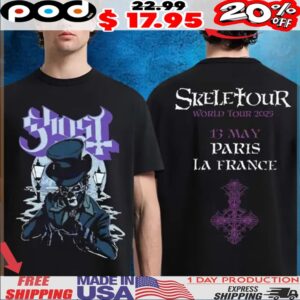 Ghost Skeletour World Tour 2025 Exclusive Pop Up Shop In Paris La France May 13 2025 Two Sided Unisex Shirt