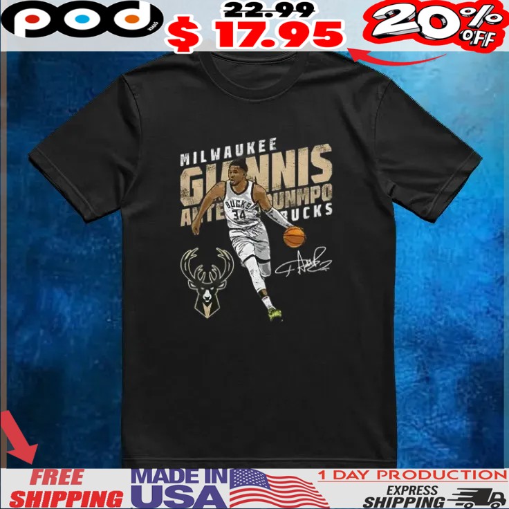 Giannis Antetokounmpo Milwaukee Bucks basketball signature vintage shirt Giannis Antetokounmpo Milwaukee Bucks basketball signature vintage shirt