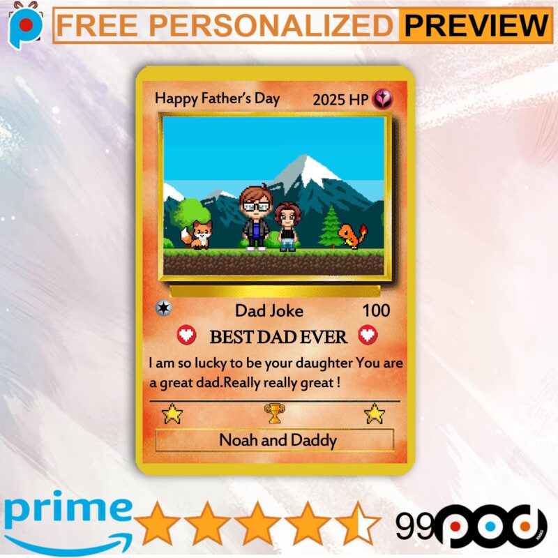 Personalized Poke Dad Gamer Father's Day Wallet Card Personalized Poke Dad Gamer Father's Day Wallet Card