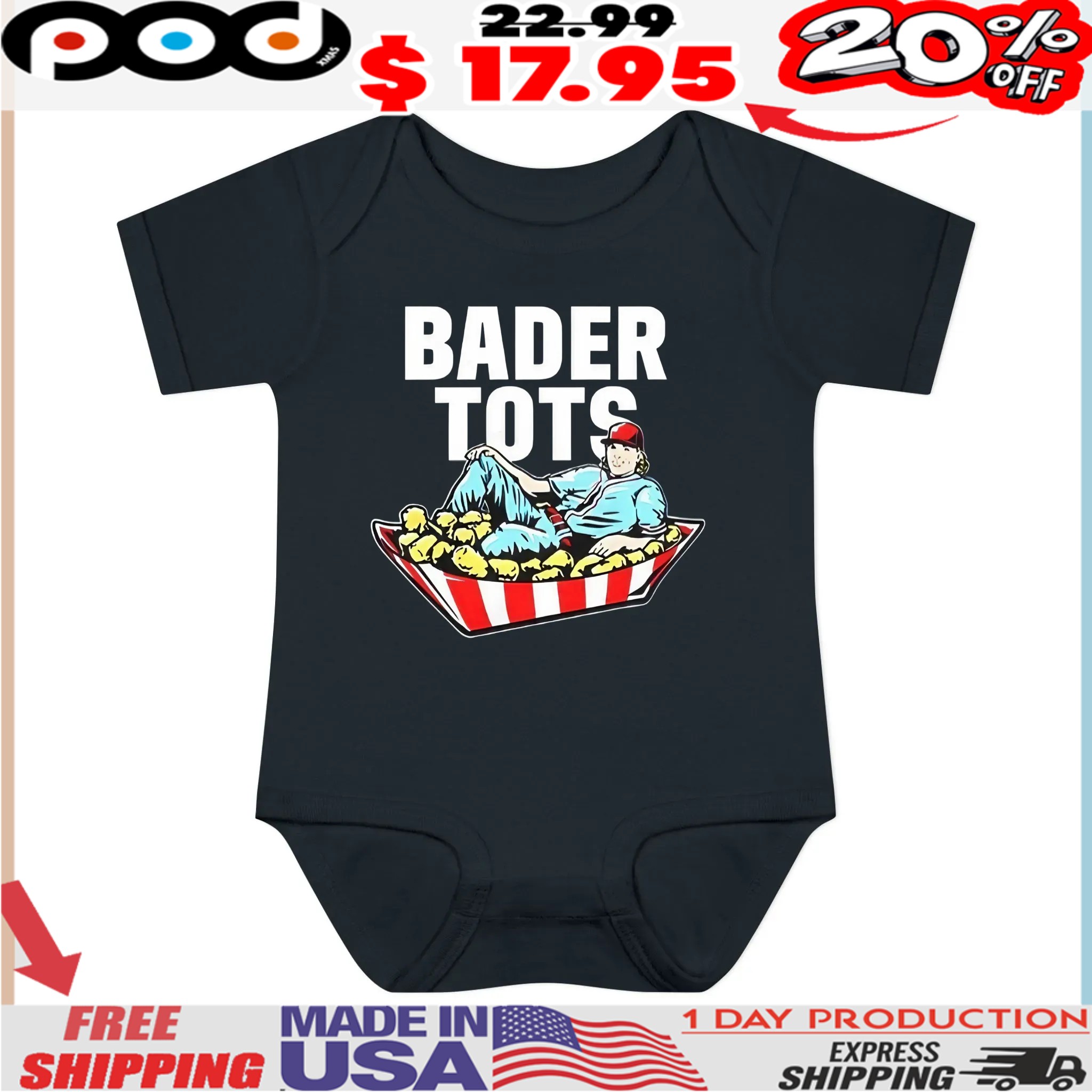 Harrison Bader Wearing Bader Tots T Shirt