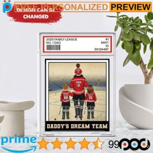 Hockey No 1 Dad Grandpa Man and Kids Hockey Lover Father's Day Free Custom Acrylic Block Plaque