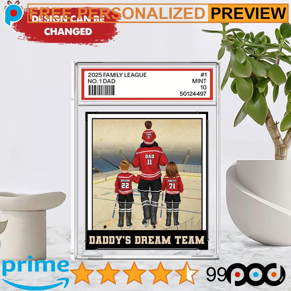 Hockey No 1 Dad Grandpa Man and Kids Hockey Lover Father's Day Free Custom Acrylic Block Plaque Hockey No 1 Dad Grandpa Man and Kids Hockey Lover Father's Day Free Custom Acrylic Block Plaque