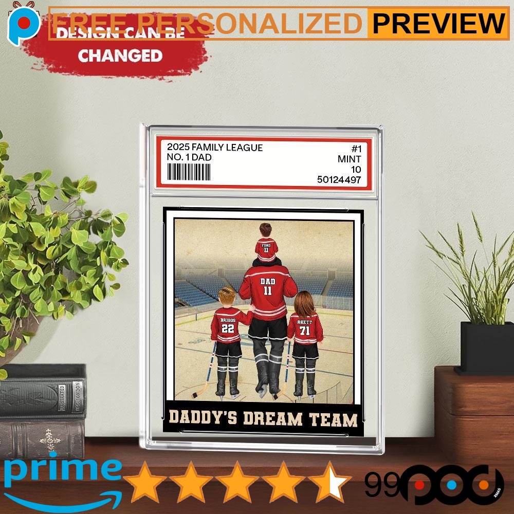 Hockey No 1 Dad Grandpa Man and Kids Hockey Lover Father's Day Free Custom Acrylic Block Plaque