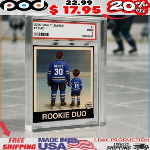Hockey No 1 Dad Man & Kids Trading Card Style Personalized Acrylic Block Plaque