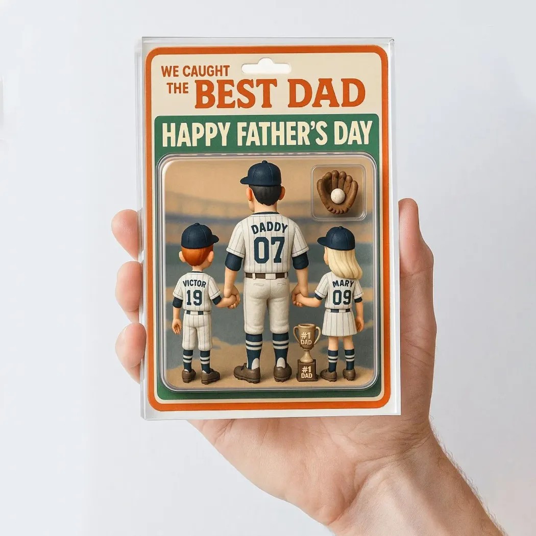 I Caught The Best Dad Baseball Personalized Fathers Day Figure Acrylic Block