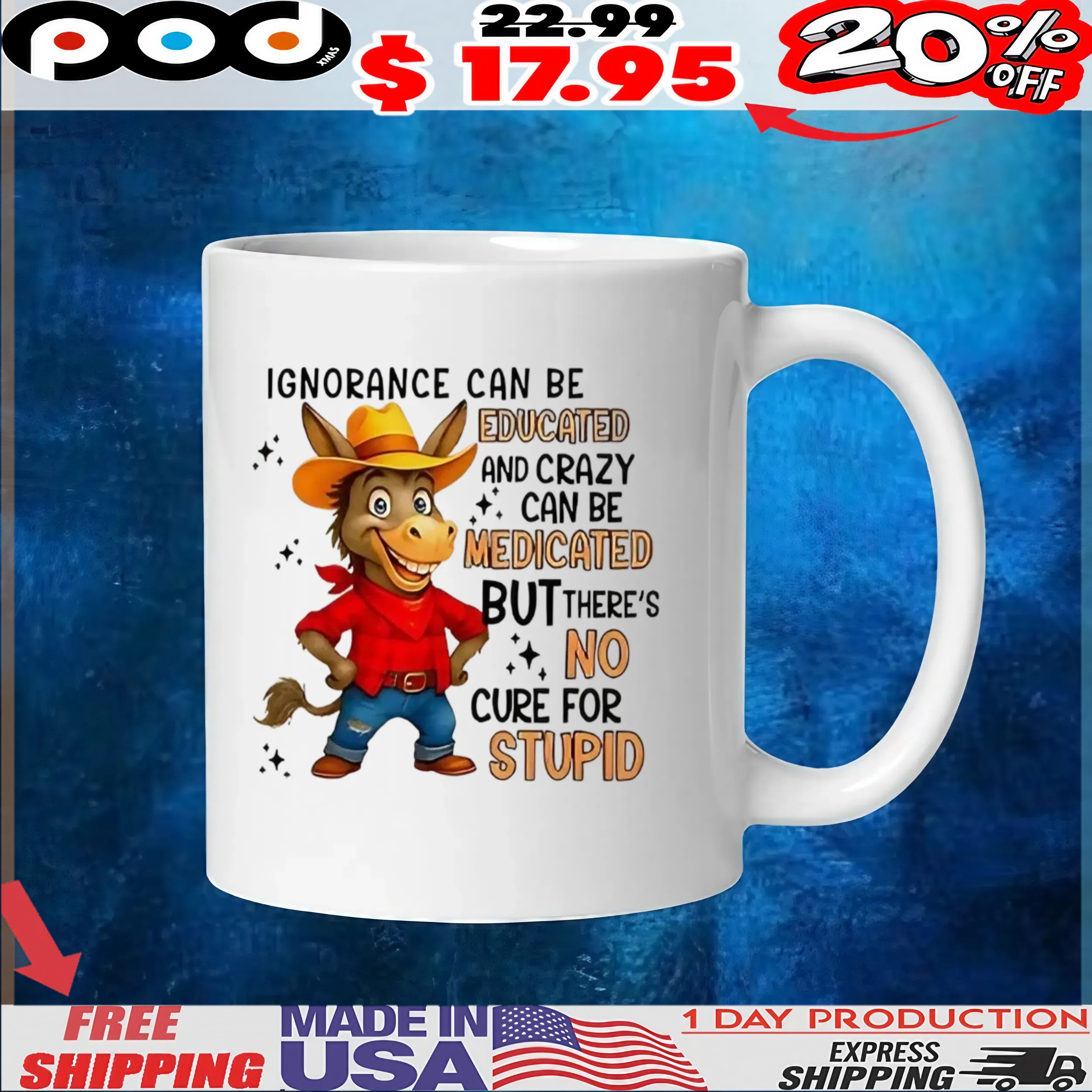 Ignorance can be educated and crazy can be medicated but there’s no cure for stupid t shirt