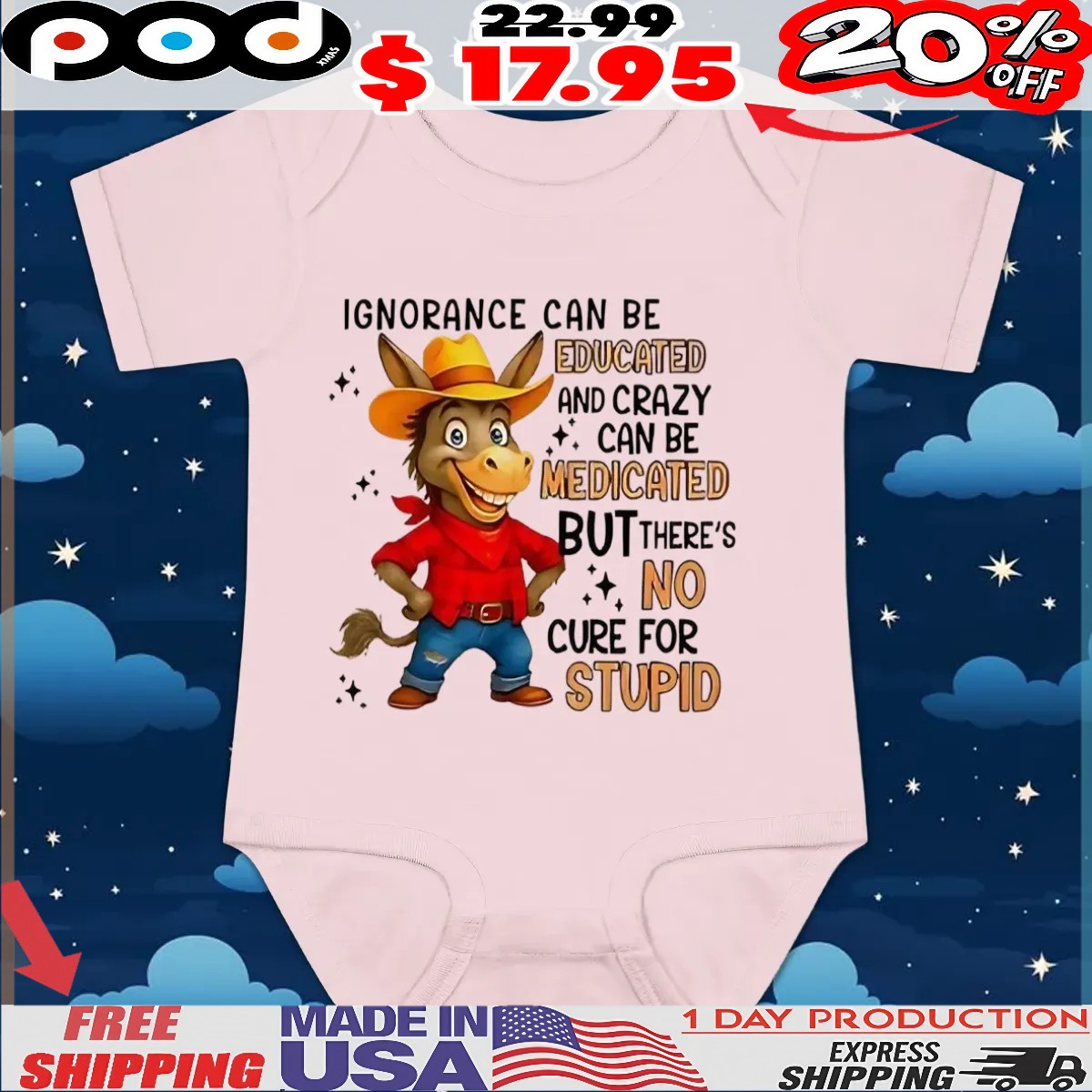 Ignorance can be educated and crazy can be medicated but there’s no cure for stupid t shirt
