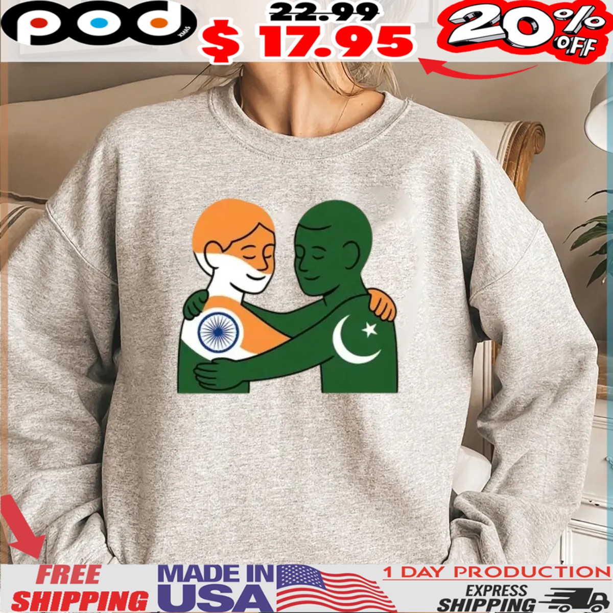 India Pakistan Peace Anti War Hug Shirt India Pakistan Peace Anti War Hug Shirt