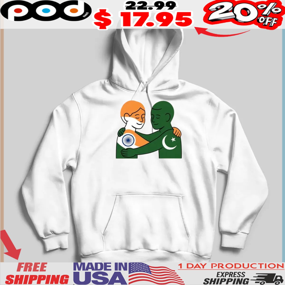 India Pakistan Peace Anti War Hug Shirt India Pakistan Peace Anti War Hug Shirt