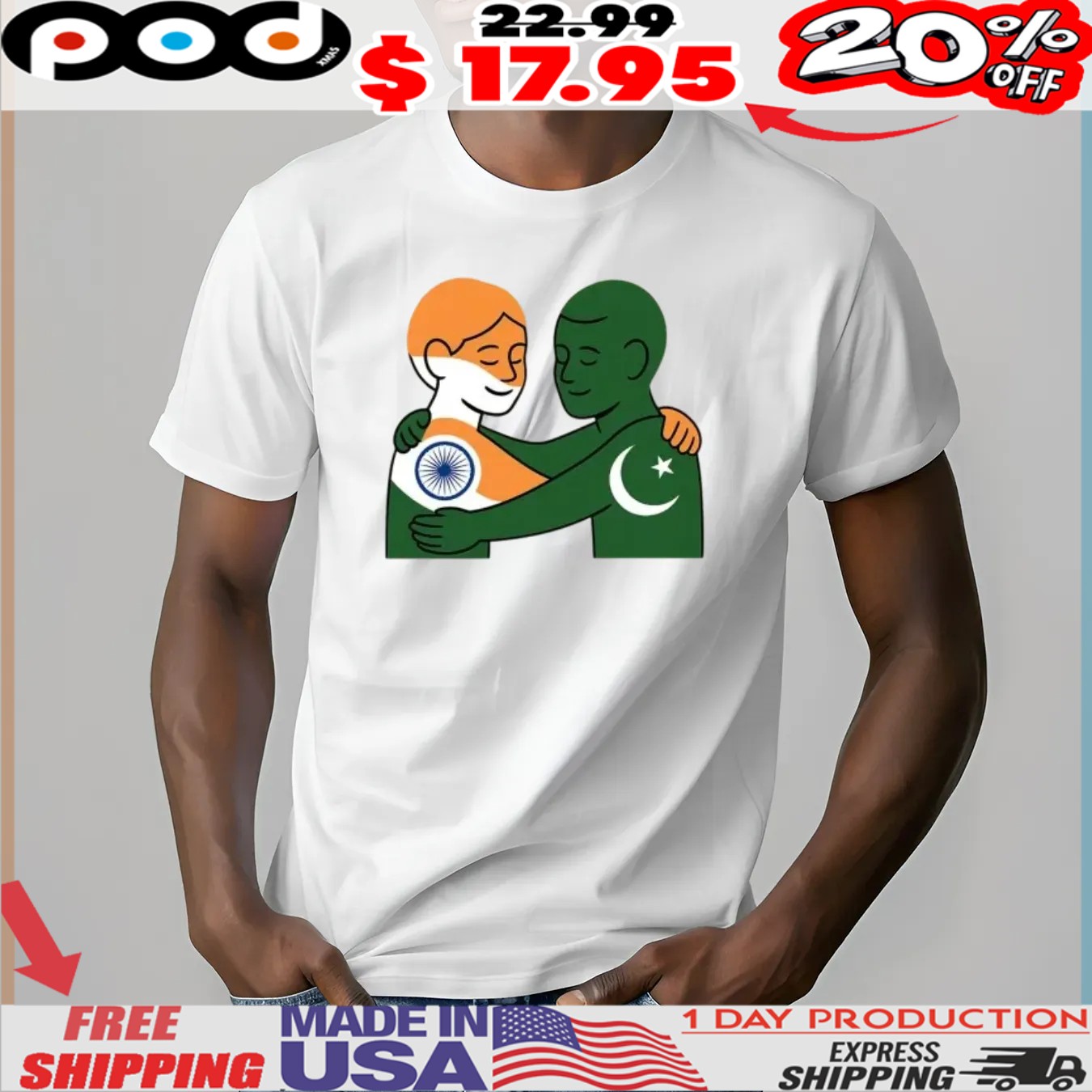 India Pakistan Peace Anti War Hug Shirt India Pakistan Peace Anti War Hug Shirt