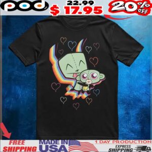 Invader Zim GIR Rainbow Hearts T Shirt