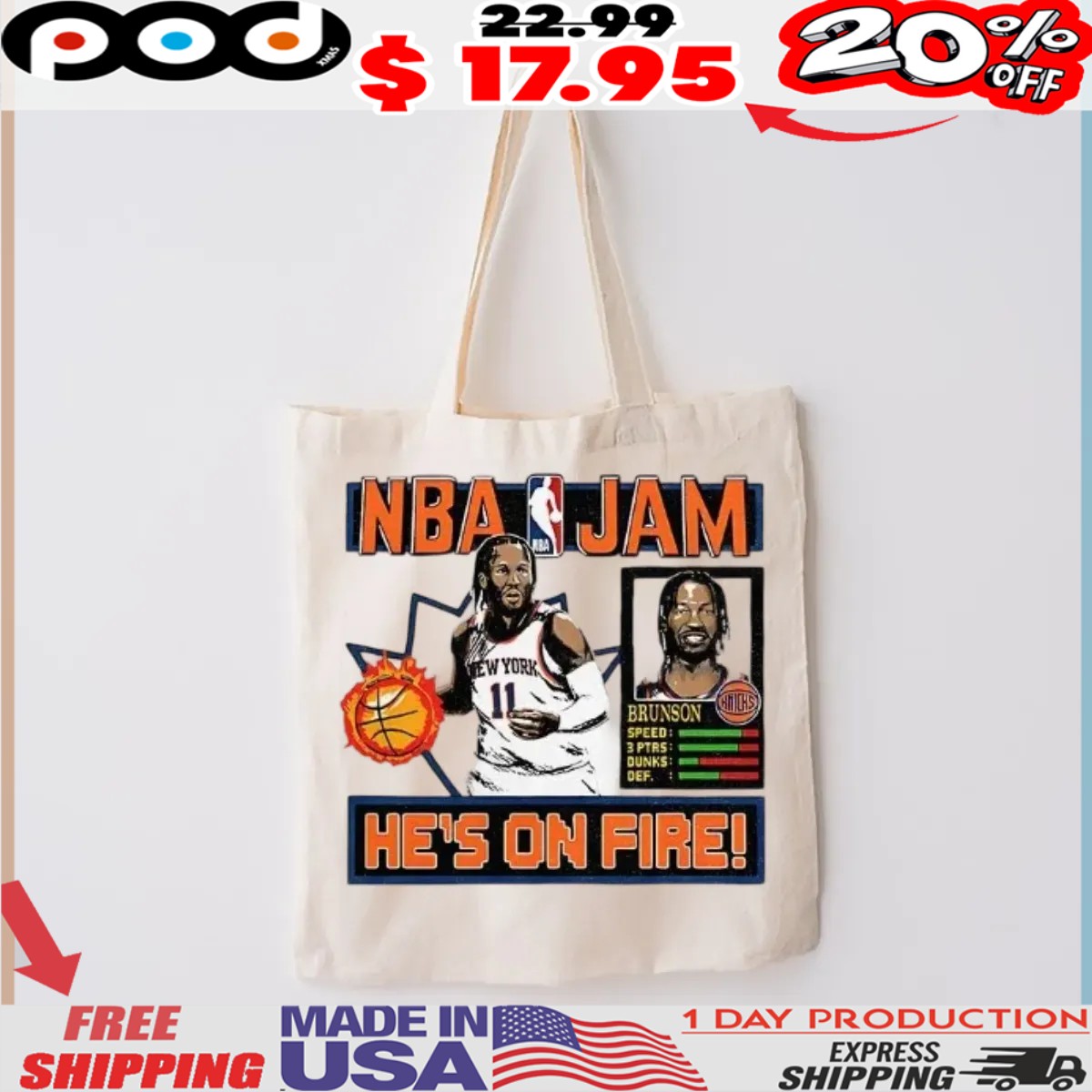 Jalen Brunson New York Knicks NBA Jam he's on fire shirt