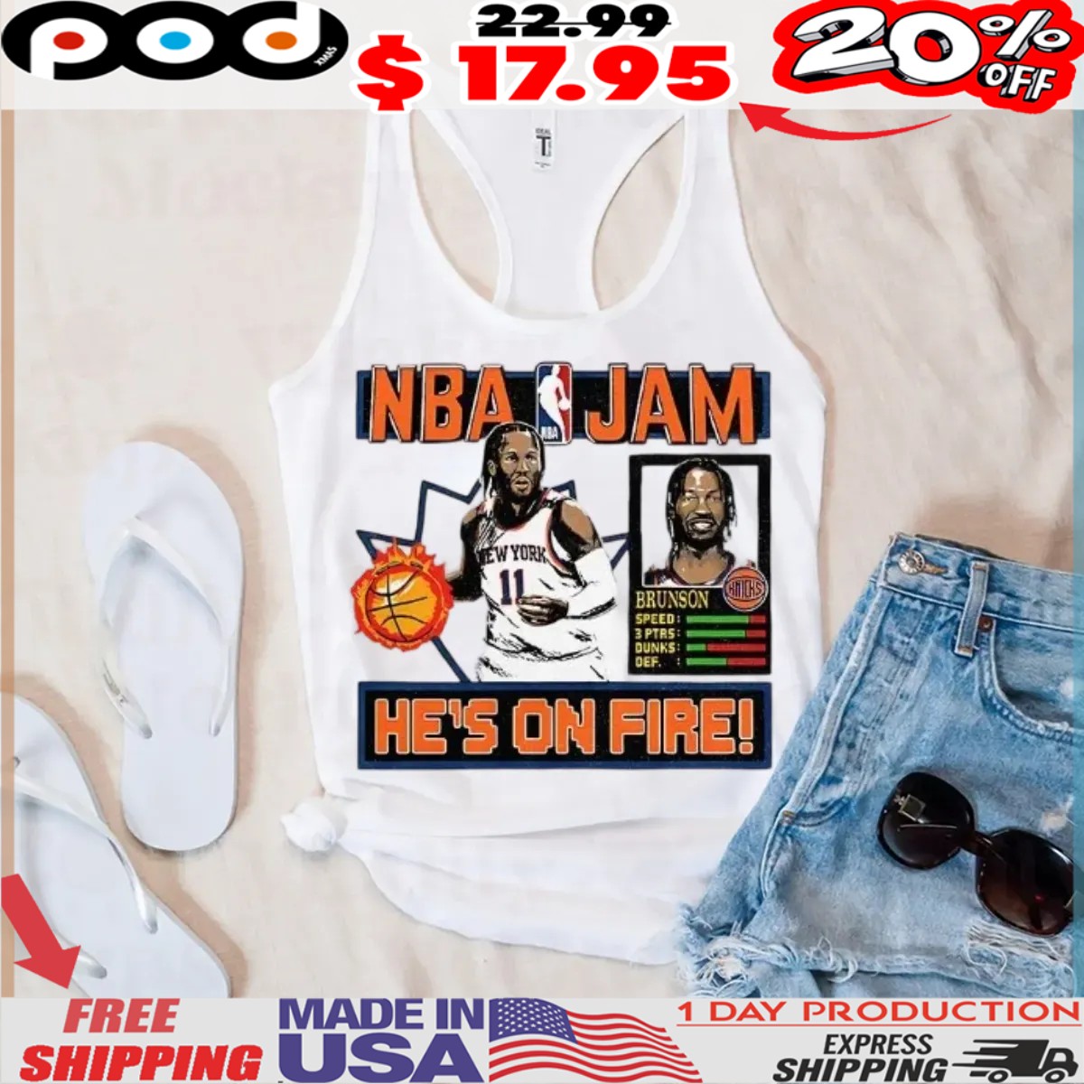 Jalen Brunson New York Knicks NBA Jam he's on fire shirt