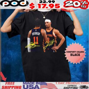 Jalen Brunson and Josh Hart With Signature New York Basketball Vintage T Shirt