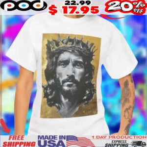 Jesus Crown of Thorns Portrait Gold Background Shirt