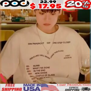 KANG YU CHAN wearing Oon Papercut Oof One Step Closer Feels Like I Will Never Leave This Place Shirt