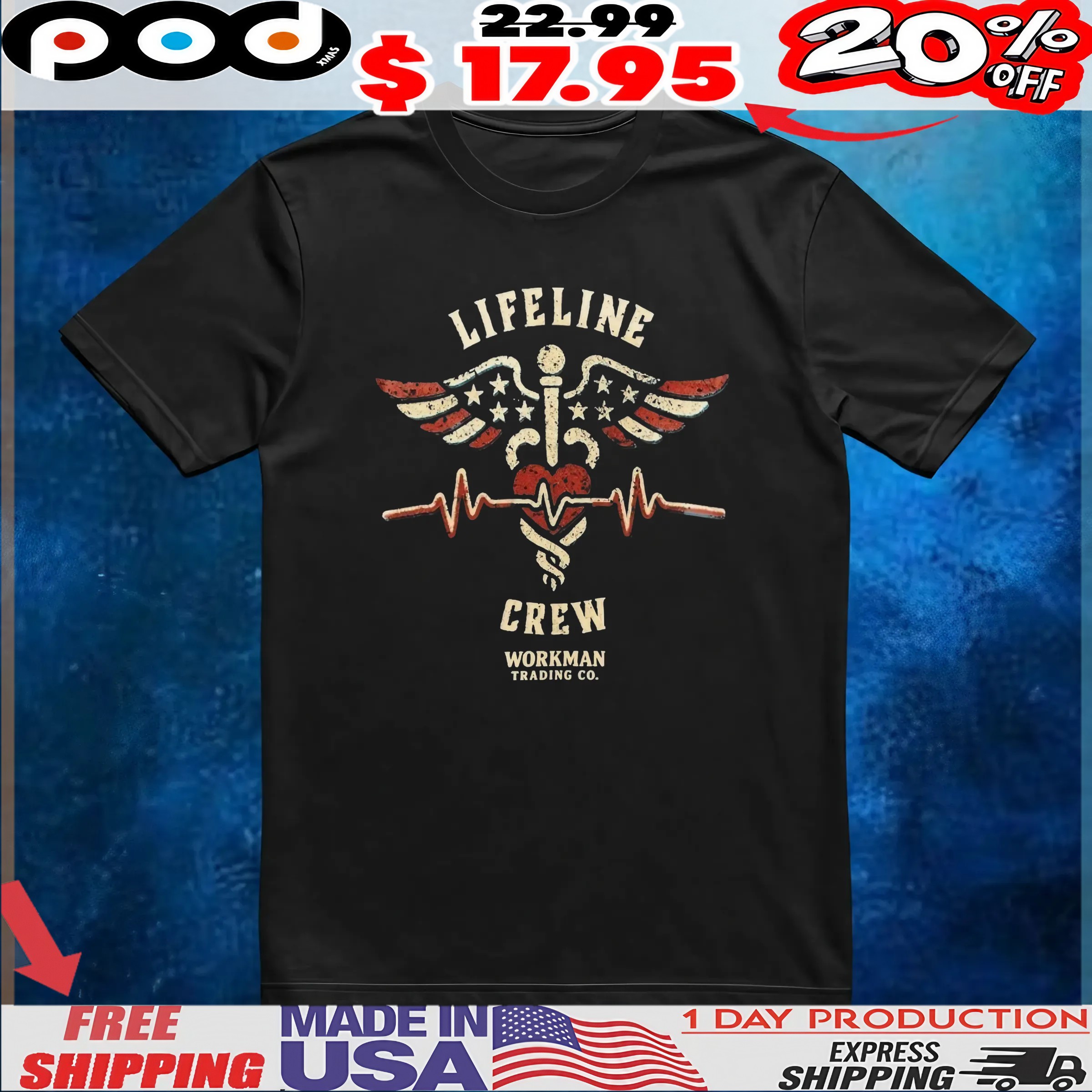 Lifeline Crew Workman Trading Co Vintage T shirt