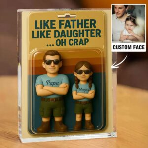 Like Father Like Daughter Oh Crap Custom Photo Dad And Kids Father's Day Acrylic Block Plaque