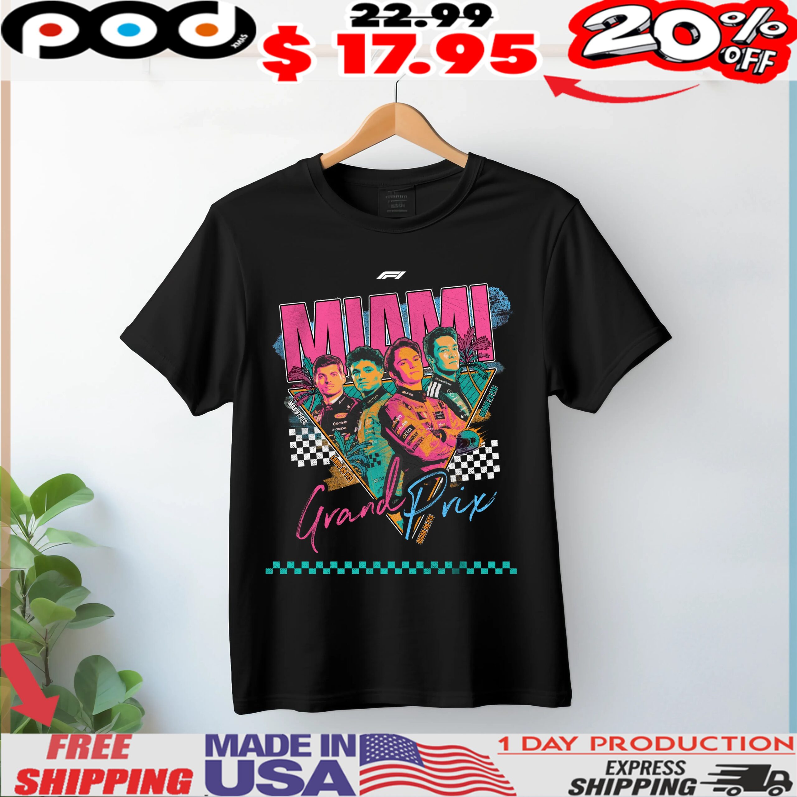 Miami Grand Prix pastel palm trees vintage shirt