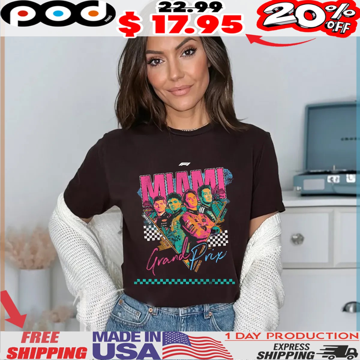 Miami Grand Prix pastel palm trees vintage shirt