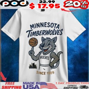 Minnesota Timberwolves Crunch Mascot Since 1989 Wolves NBA Basketball T Shirt